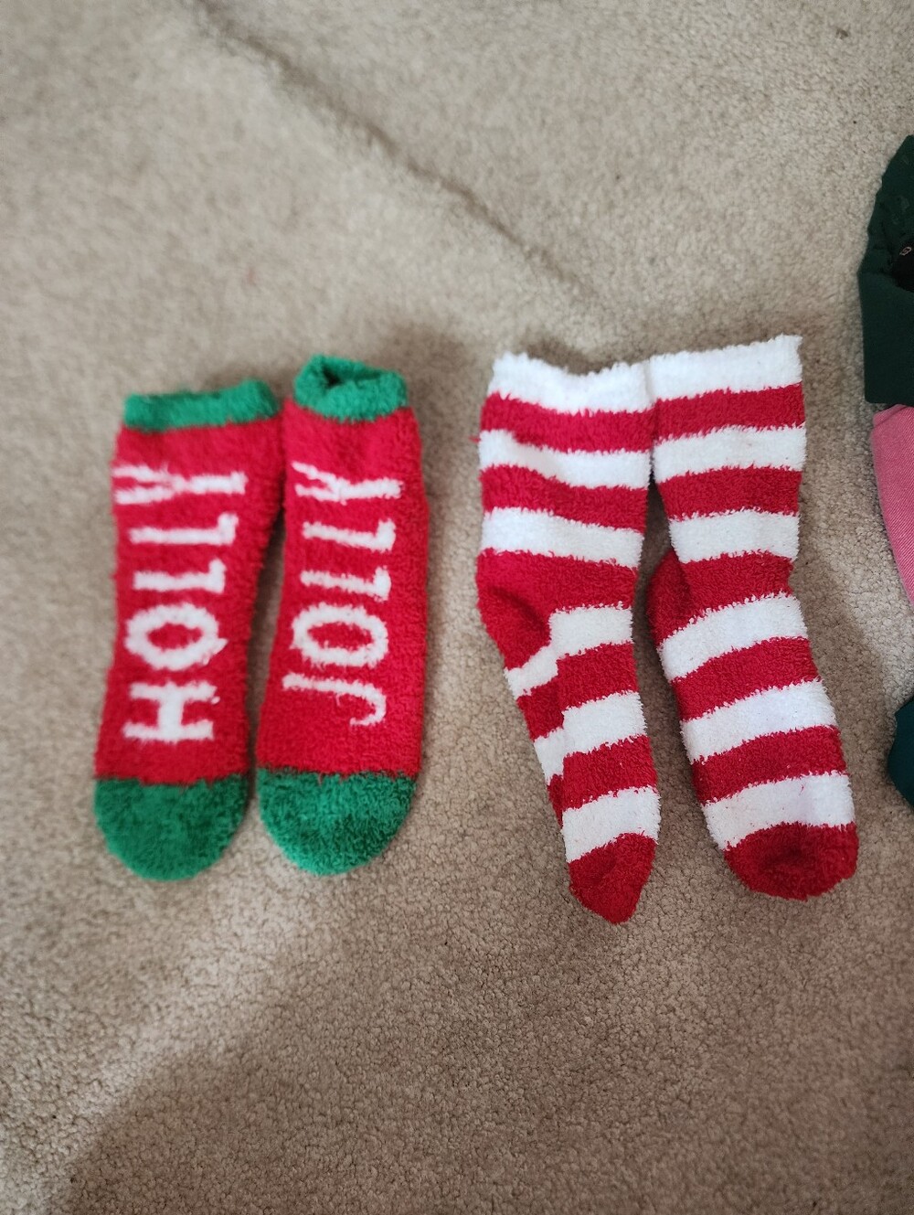 Festive Holiday Plush Socks – Red, White & Green Cozy Pair